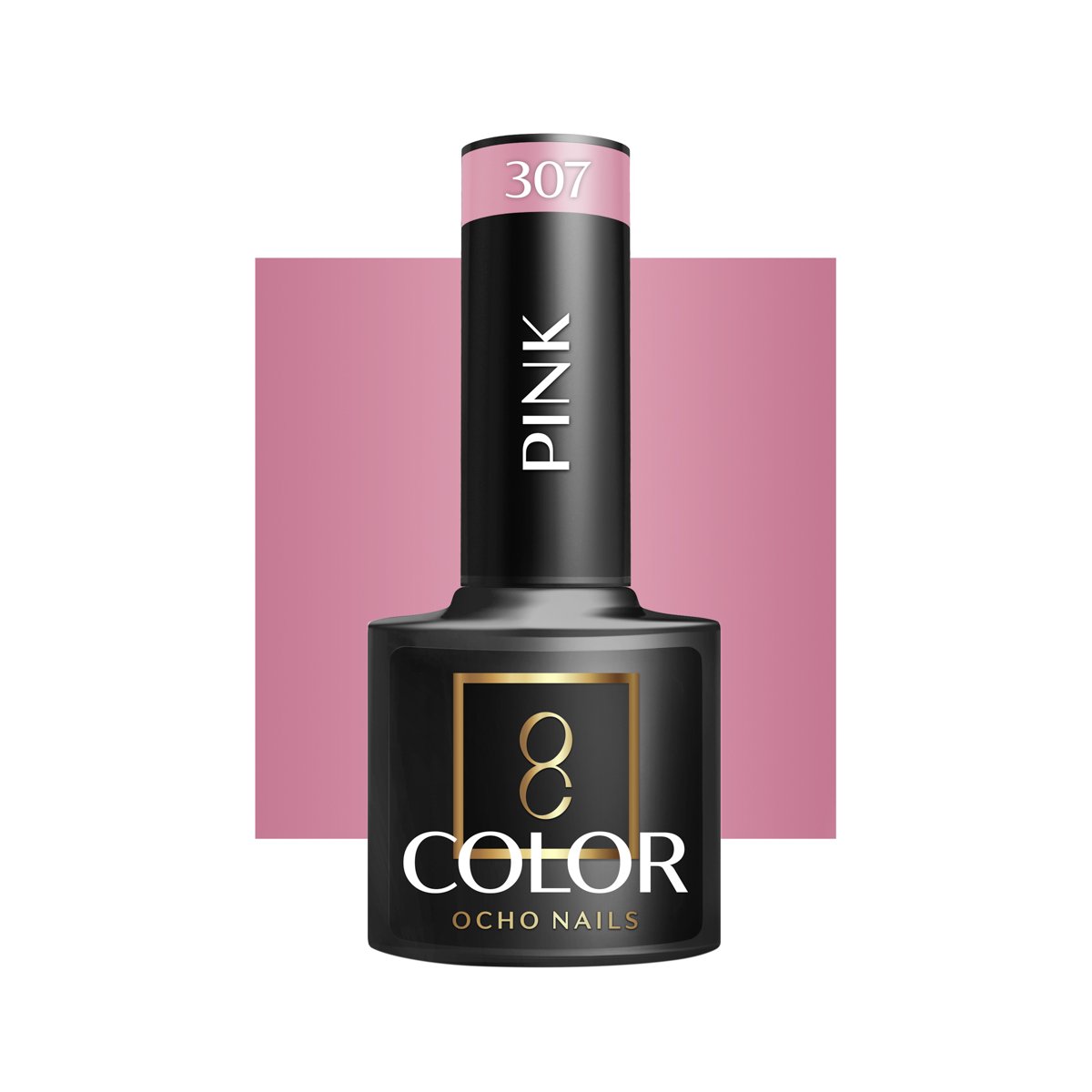 Blank nail polish bottle for mockup design and branding presenta OCHO NAILS Hybrid Nail Polish Pink 307 -5 g - Image 1