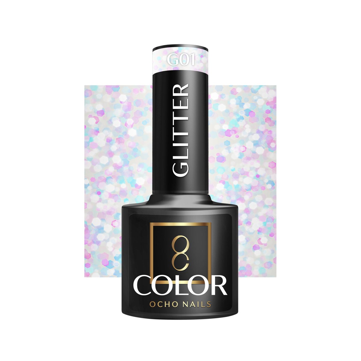 Blank nail polish bottle for mockup design and branding presenta OCHO NAILS Hybrid Nail Polish Glitter G01 -5 g - Image 1