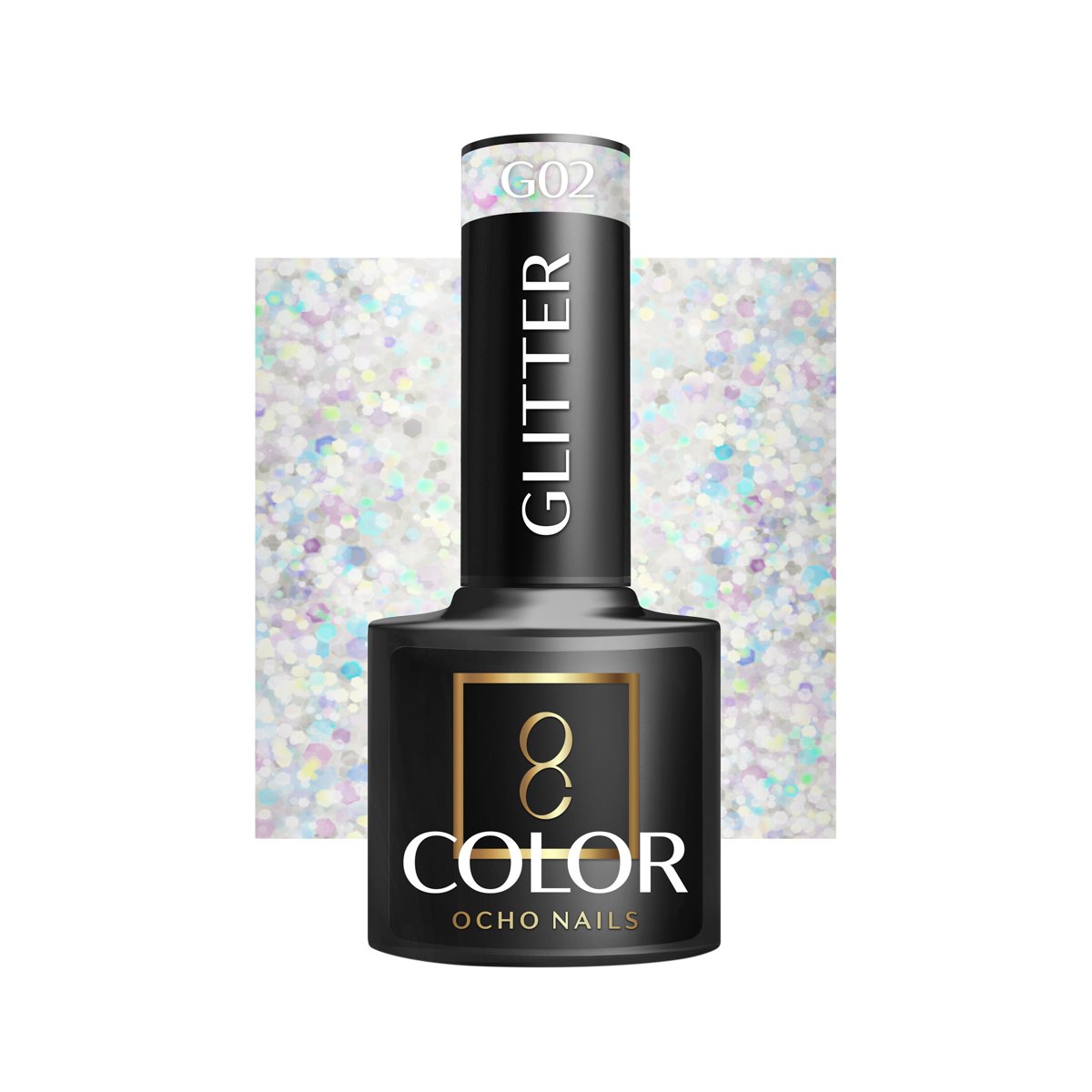 Blank nail polish bottle for mockup design and branding presenta OCHO NAILS Hybrid Nail Polish Glitter G02 -5 g - Image 1