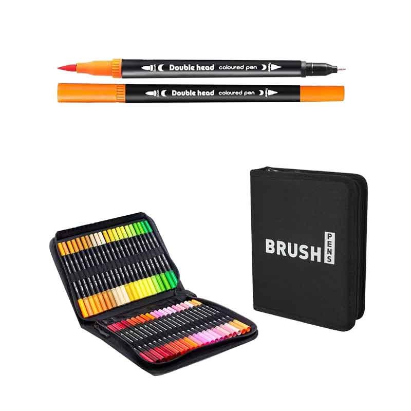 0310004 Σετ Μαρκαδόροι Brush Διπλής Μύτης 36 Τεμαχίων με Θήκη - 36pcs Dual Tip Brush Markers Set with Case - Image 1