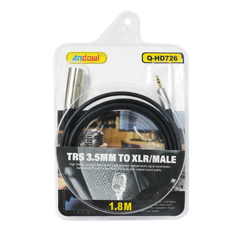 0751161 Andowl Καλώδιο Ήχου TRS 3.5mm σε XLR Αρσενικό 1.8M Q-HD726 - Audio Cable - Image 1