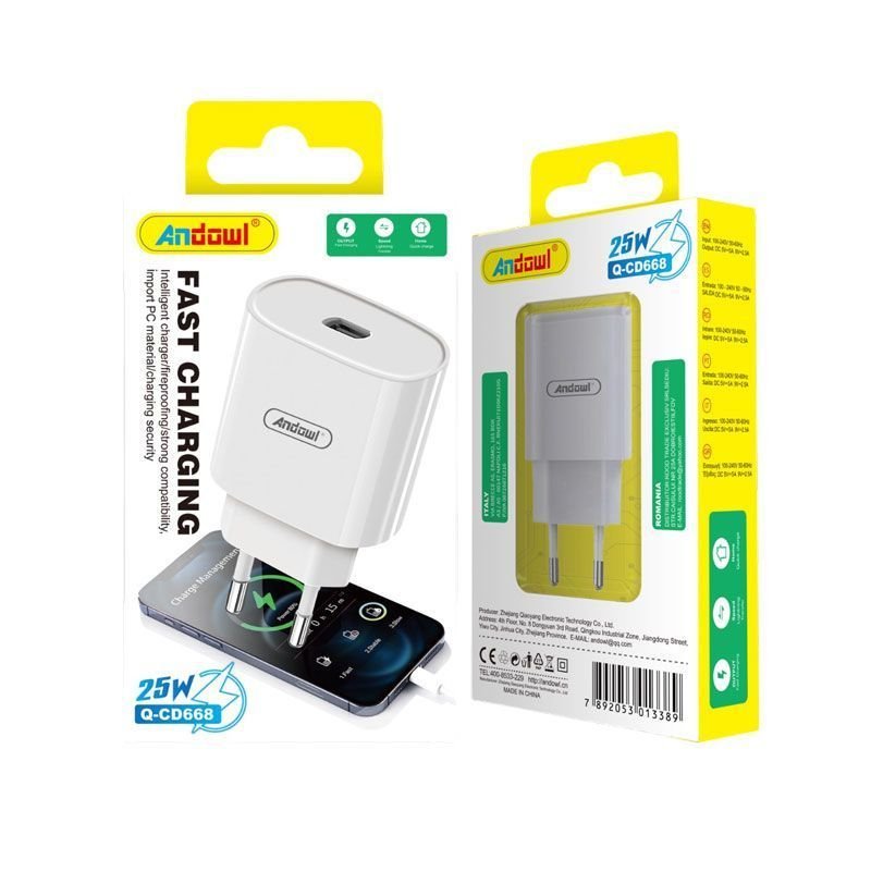 075795 Andowl Φορτιστής Type-C 25W Q-CD668 - Fast Charger - Image 1