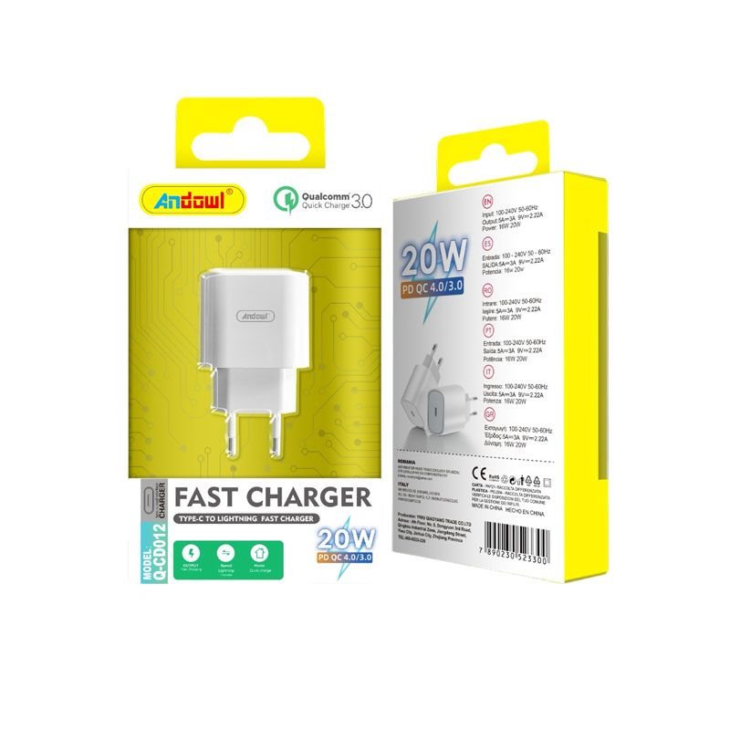 075804 Andowl Φορτιστής Type-C 20W Q-CD012 - Charger - Image 1