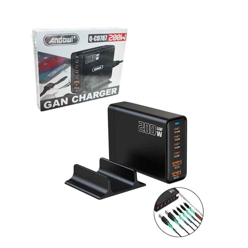 075876-2 Andowl Βάση Φόρτισης GaN με 2 Θύρες USB-A και 4 Θύρες USB-C 200W Power Delivery / Quick Charge 3.0 Q-CD787 - Gan Charger - Image 1