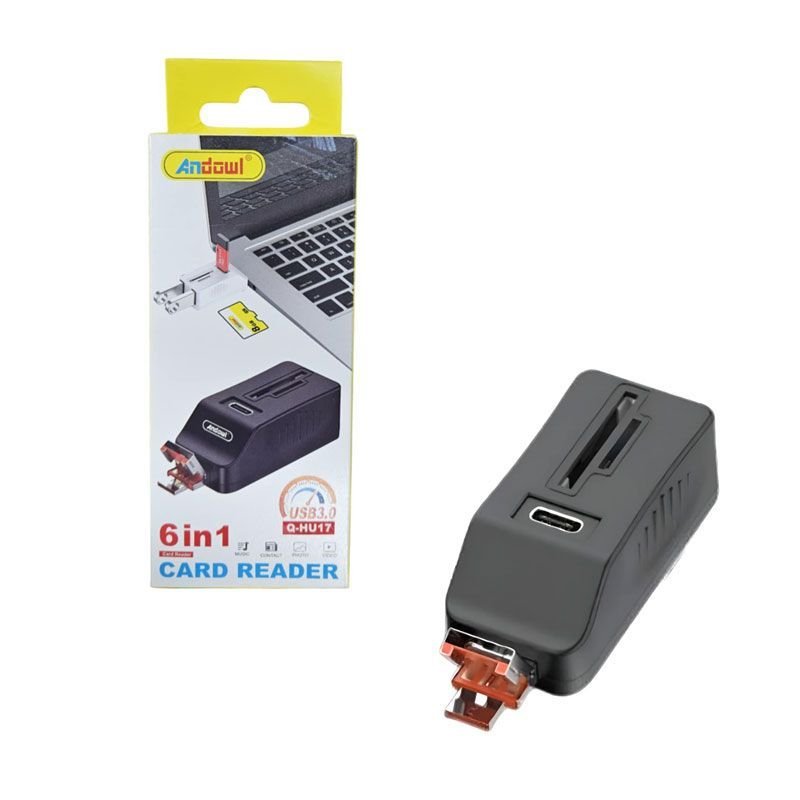716663 Andowl Αναγνώστης καρτών 6 σε 1 Q-HU17 - Card Reader USB 3.0 - Image 1